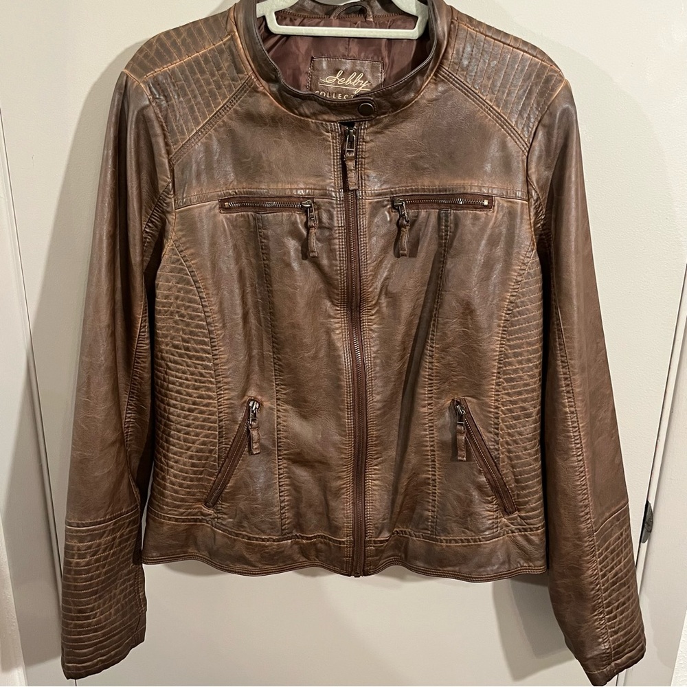 Faux Leather Jacket with removable hood